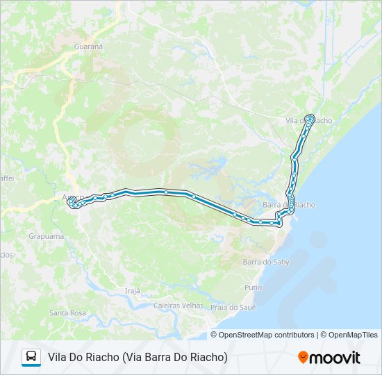 Mapa da linha ARACRUZ - VILA DO RIACHO de ônibus