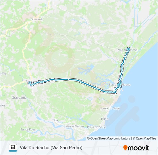 Mapa da linha ARACRUZ - VILA DO RIACHO de ônibus
