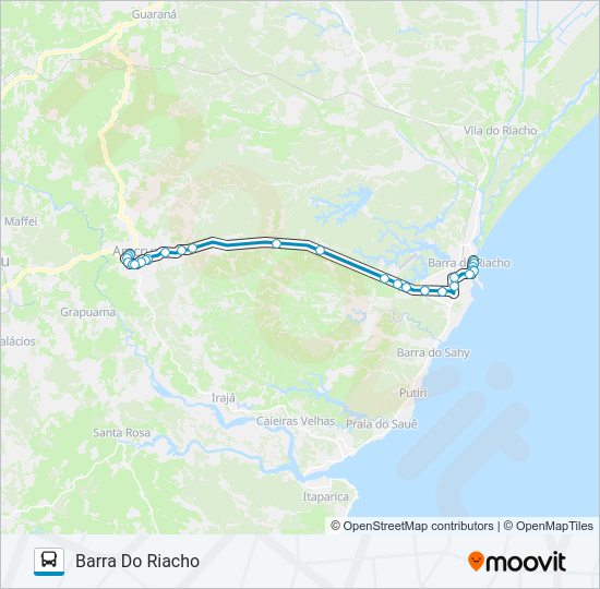 Mapa da linha ARACRUZ - VILA DO RIACHO de ônibus