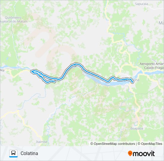 Mapa da linha COLATINA - ITAPINA de ônibus