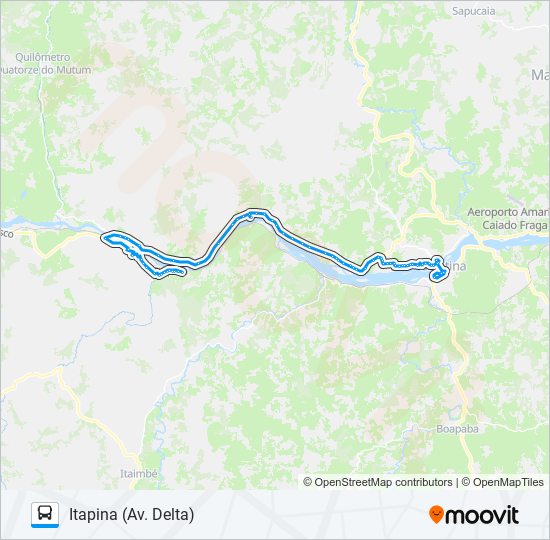 Mapa da linha COLATINA - ITAPINA de ônibus