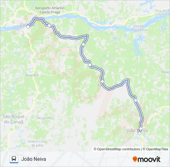 Mapa da linha COLATINA - JOÃO NEIVA de ônibus