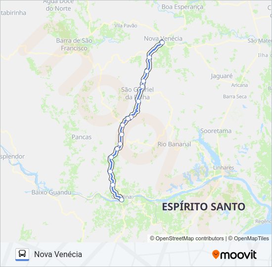 Mapa da linha COLATINA - NOVA VENÉCIA de ônibus