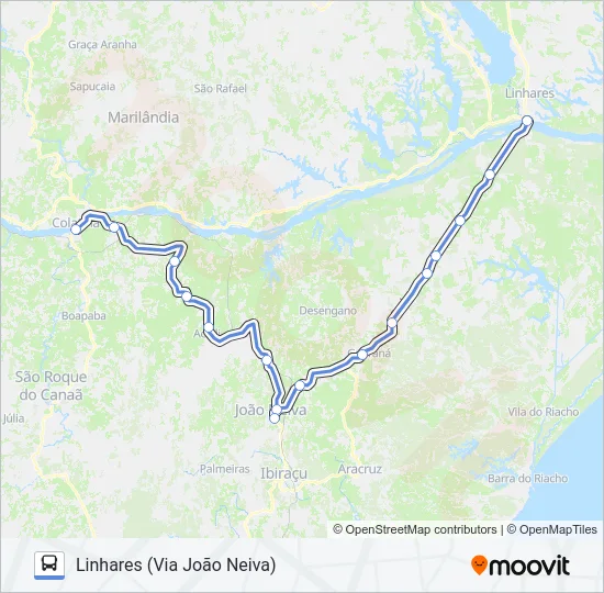COLATINA - LINHARES (VIA JOÃO NEIVA) Bus Line Map