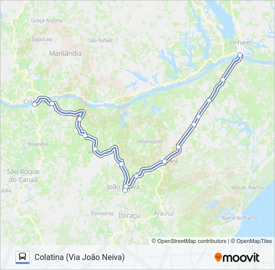 COLATINA - LINHARES (VIA JOÃO NEIVA) Bus Line Map
