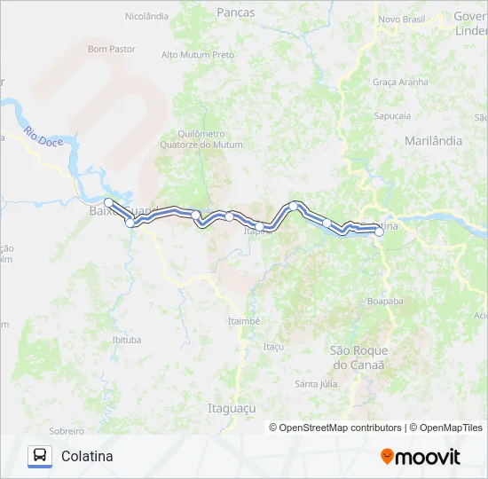 COLATINA - BAIRRO BOA VISTA (BAIXO GUANDU) Bus Line Map