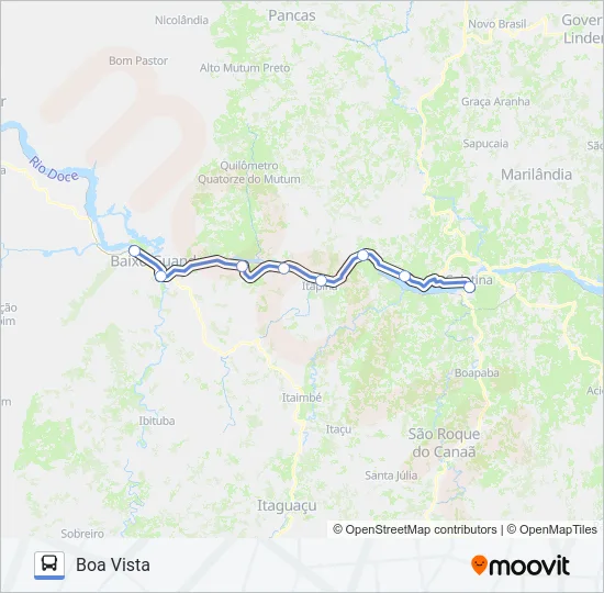 COLATINA - BAIRRO BOA VISTA (BAIXO GUANDU) Bus Line Map