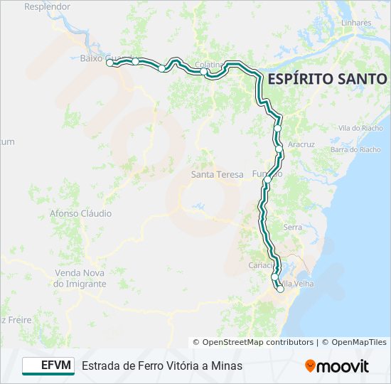 Rota da linha efvm: horários, paradas e mapas - Belo Horizonte (Atualizado)