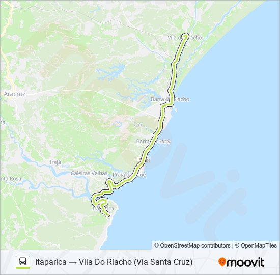 Mapa da linha VILA DO RIACHO - SANTA CRUZ de ônibus