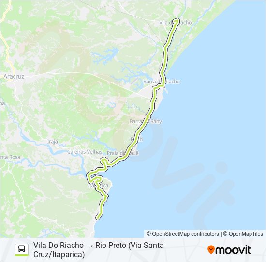 Mapa da linha VILA DO RIACHO - SANTA CRUZ de ônibus