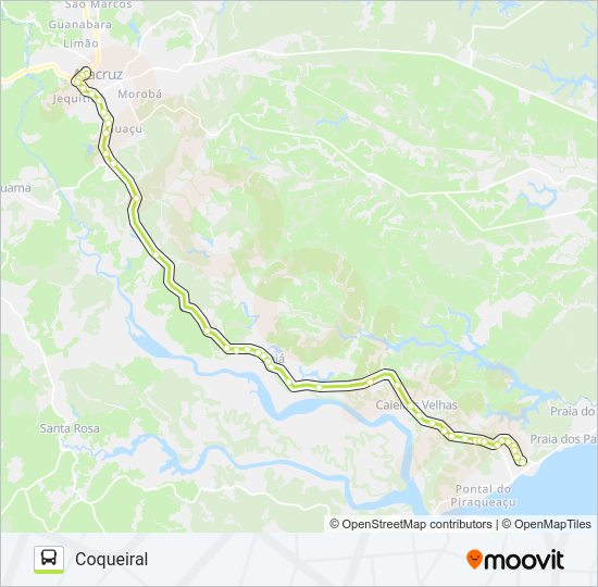Mapa da linha ARACRUZ - SANTA CRUZ (VIA IRAJÁ) de ônibus