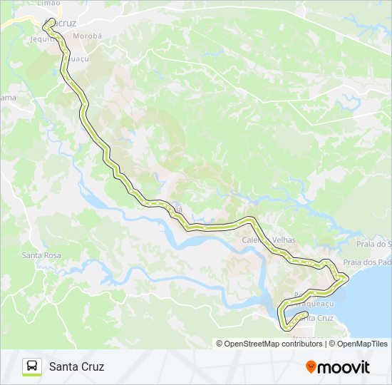 Mapa da linha ARACRUZ - SANTA CRUZ (VIA IRAJÁ) de ônibus