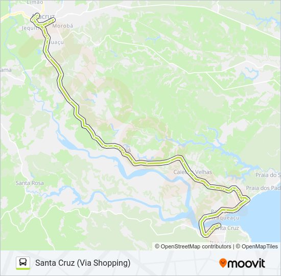 Mapa da linha ARACRUZ - SANTA CRUZ (VIA IRAJÁ) de ônibus