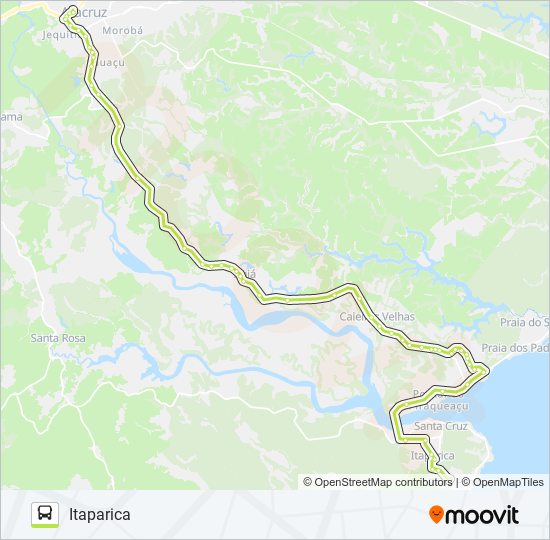 Mapa da linha ARACRUZ - SANTA CRUZ (VIA IRAJÁ) de ônibus