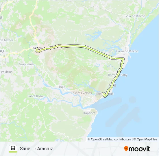 ARACRUZ - BARRA DO SAHY (VIA FÁBRICA) Bus Line Map