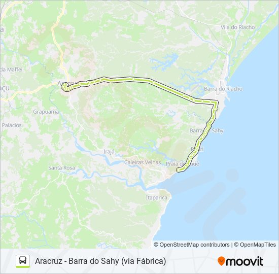 Mapa de ARACRUZ - BARRA DO SAHY (VIA FÁBRICA) de autobús