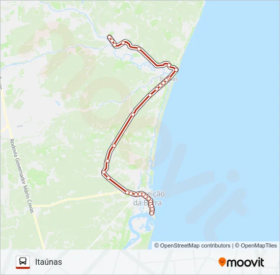 CONCEIÇÃO DA BARRA - ITAÚNAS Bus Line Map