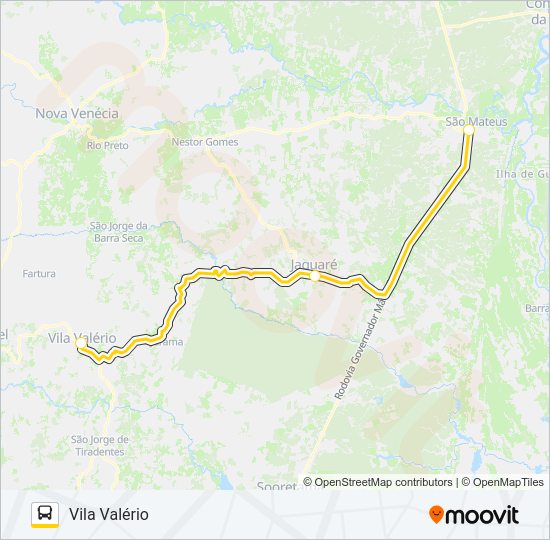 Mapa da linha SÃO MATEUS - VILA VALÉRIO de ônibus