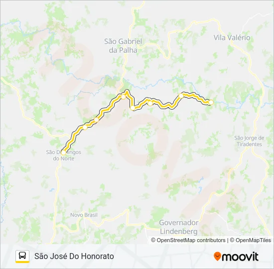 SÃO DOMINGOS DO NORTE - SÃO JOSÉ DO HONORATO Bus Line Map