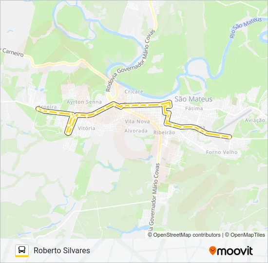 12 AROEIRA - ROBERTO SILVARES Bus Line Map