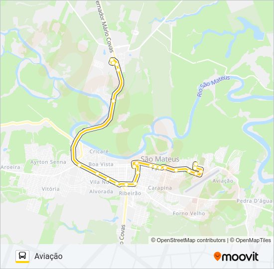 Mapa da linha 60 LITORÂNEO - AVIAÇÃO de ônibus