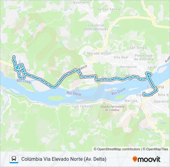 321 COLÚMBIA (VIA ELEVADO NORTE) Bus Line Map