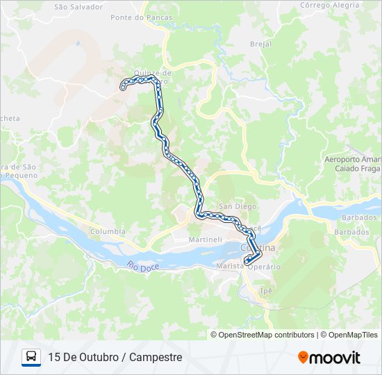 Mapa da linha 180 15 DE OUTUBRO / CAMPESTRE de ônibus