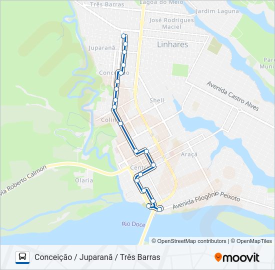 Mapa da linha 031 CONCEIÇÃO / JUPARANÃ / TRÊS BARRAS de ônibus