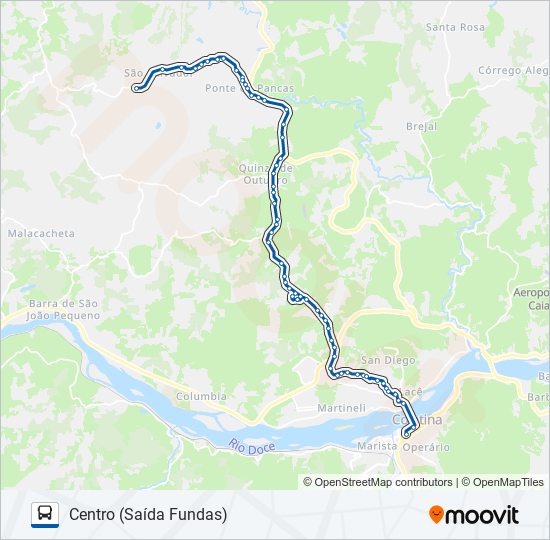 Mapa da linha 191 GORDIANO GUIMARÃES / SÃO SALVADOR de ônibus