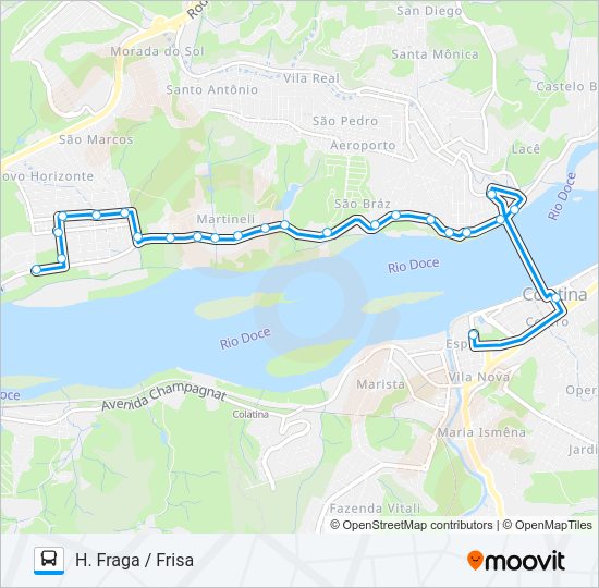 Mapa da linha 302 HONÓRIO FRAGA / FRISA de ônibus