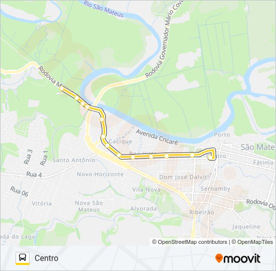 Mapa da linha 41 SANTA TEREZA - PEDRA D'ÁGUA de ônibus