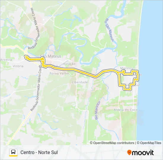 71 CENTRO - NORTE SUL Bus Line Map