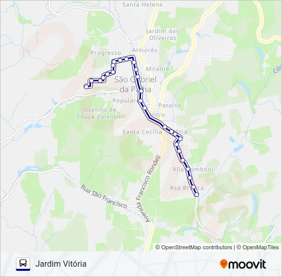 103 JARDIM VITÓRIA - GUSTAVO BONI Bus Line Map