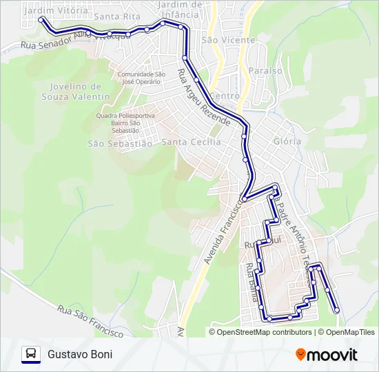 Mapa de 103 JARDIM VITÓRIA - GUSTAVO BONI de autobús