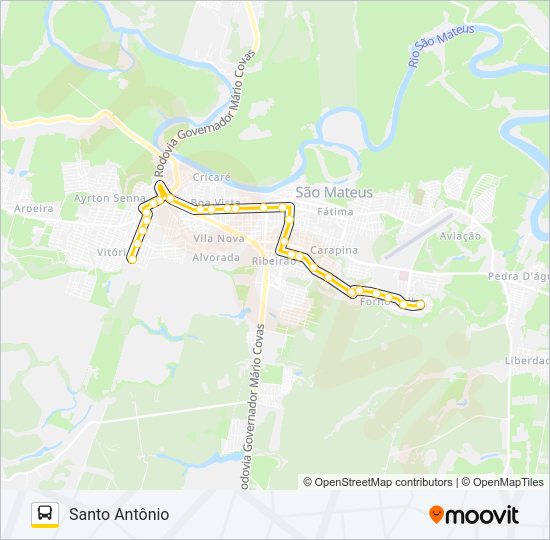 Mapa da linha 20 SANTO ANTÔNIO - COHAB de ônibus