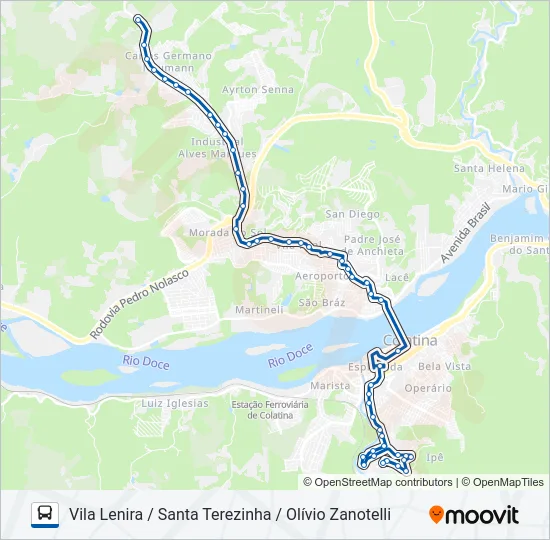 014 VILA LENIRA / SANTA TEREZINHA / OLÍVIO ZANOTELLI Bus Line Map