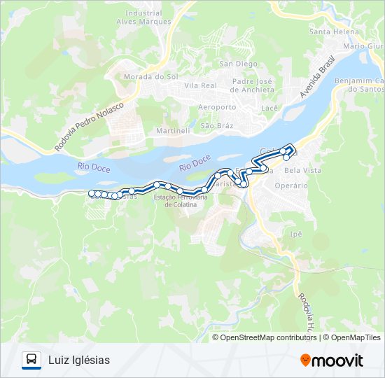 Mapa da linha 100 LUIZ IGLÉSIAS de ônibus