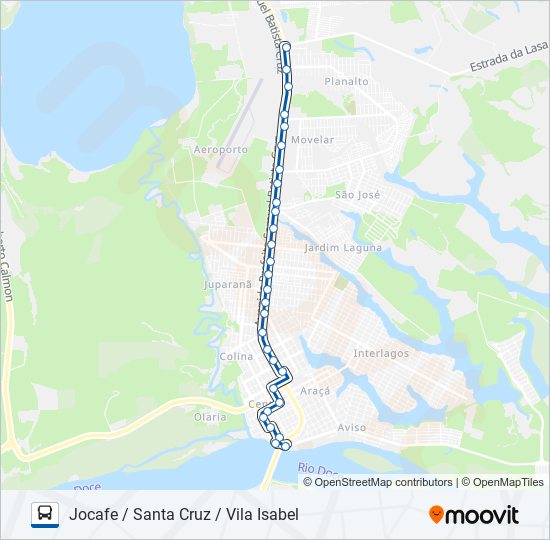 Mapa da linha 023 JOCAFE / SANTA CRUZ / VILA ISABEL de ônibus