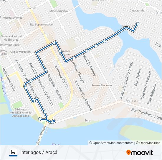 Mapa da linha 092 INTERLAGOS / ARAÇÁ de ônibus