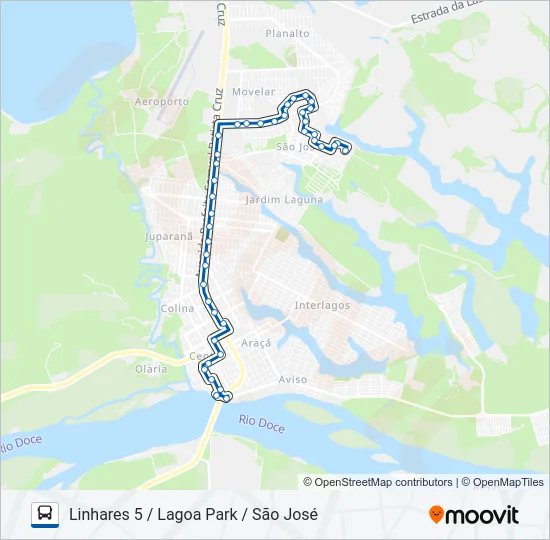 053 LINHARES 5 / LAGOA PARK / SÃO JOSÉ Bus Line Map