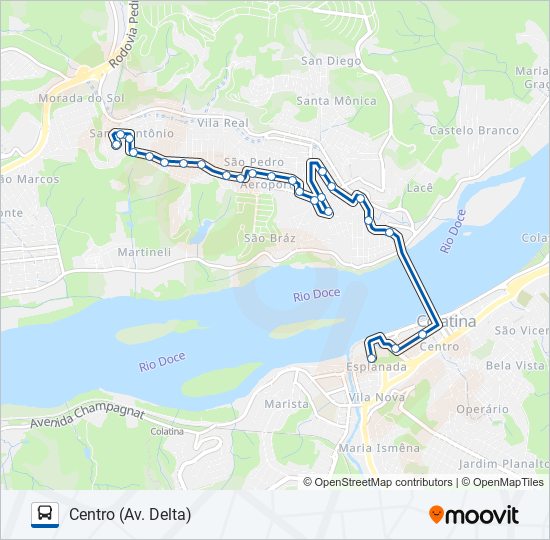 Mapa da linha 131 SANTO ANTÔNIO / IPIRANGA de ônibus