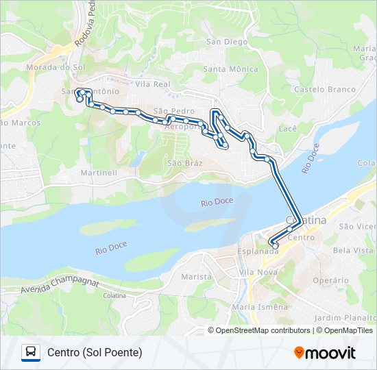 Mapa da linha 131 SANTO ANTÔNIO / IPIRANGA de ônibus