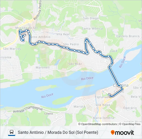 132 SANTO ANTÔNIO / MORADA DO SOL Bus Line Map
