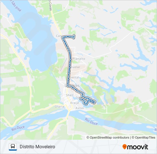 Mapa da linha 160 DISTRITO MOVELEIRO - INTERLAGOS de ônibus