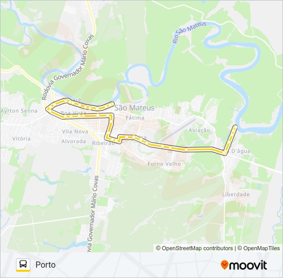 Mapa da linha 90 PORTO - PEDRA D'ÁGUA de ônibus