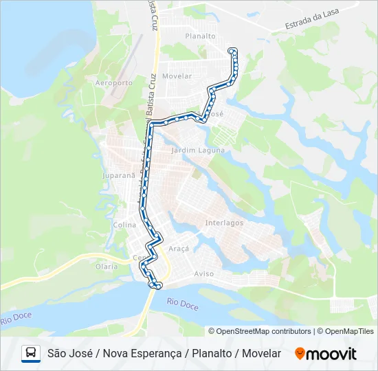 062 SÃO JOSÉ / NOVA ESPERANÇA / PLANALTO / MOVELAR Bus Line Map