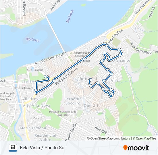 Mapa da linha 031 BELA VISTA / PÔR DO SOL de ônibus