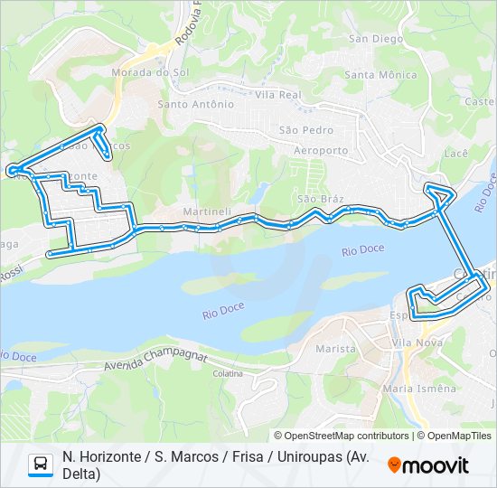 Mapa de 312 SÃO MARCOS / NOVO HORIZONTE / FRISA de autobús