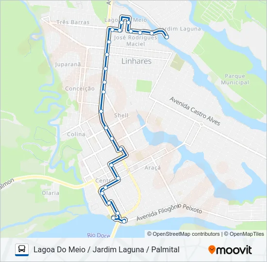 071 LAGOA DO MEIO / JARDIM LAGUNA / PALMITAL Bus Line Map