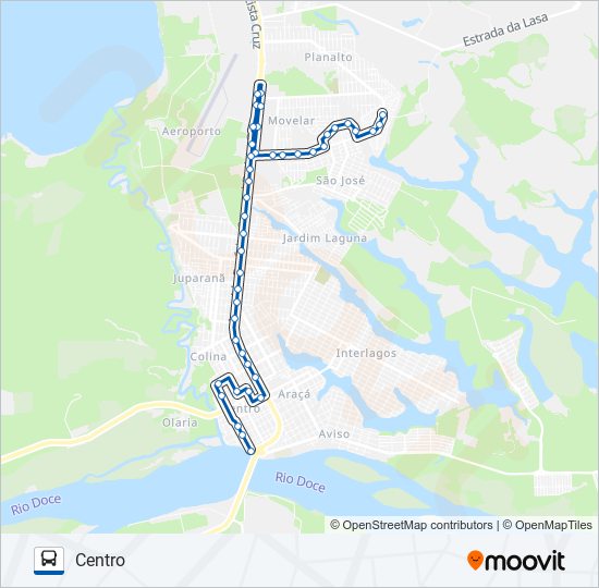 Mapa da linha 050 SÃO JOSÉ / NOVA ESPERANÇA / LINHARES 5 de ônibus